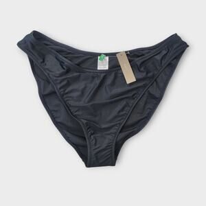 J. Crew 90s High-Leg Bikini Bottom Size 2X Black Mid Rise Moderate Coverage